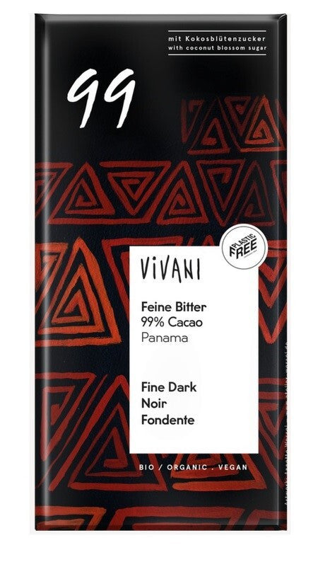 chocolate bio negro 99 panam con az car de coco 80gr vivani