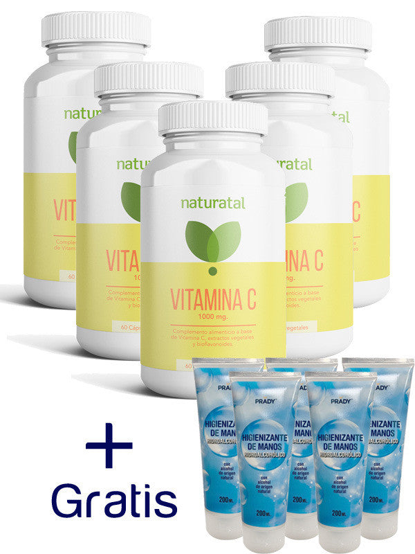 pack 5 vitamina c y 5 gel hidroalcoholico 200 ml de regalo