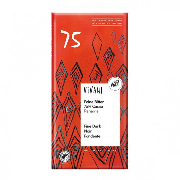 chocolate bio negro panam 75 con az car de coco 80gr vivani