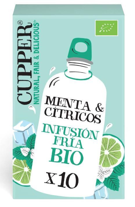 infusion fria de menta y citricos bio 10 bolsas