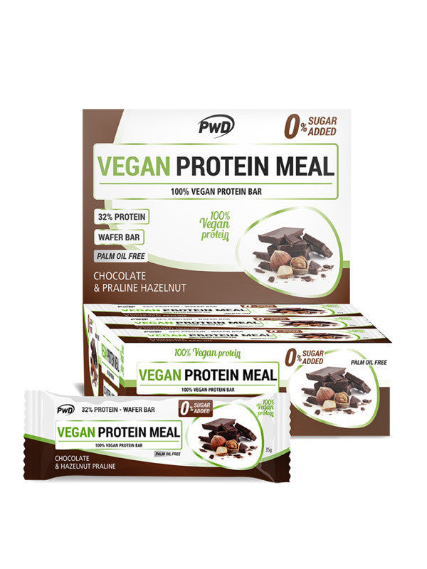 barrita vegan protein meal chocolate y hazelnut praline 35gr x 12 uds