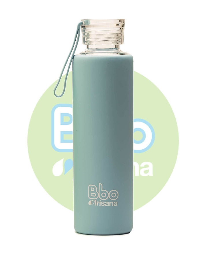 botella bbo azul borosilicato con silicona 550 ml irisana