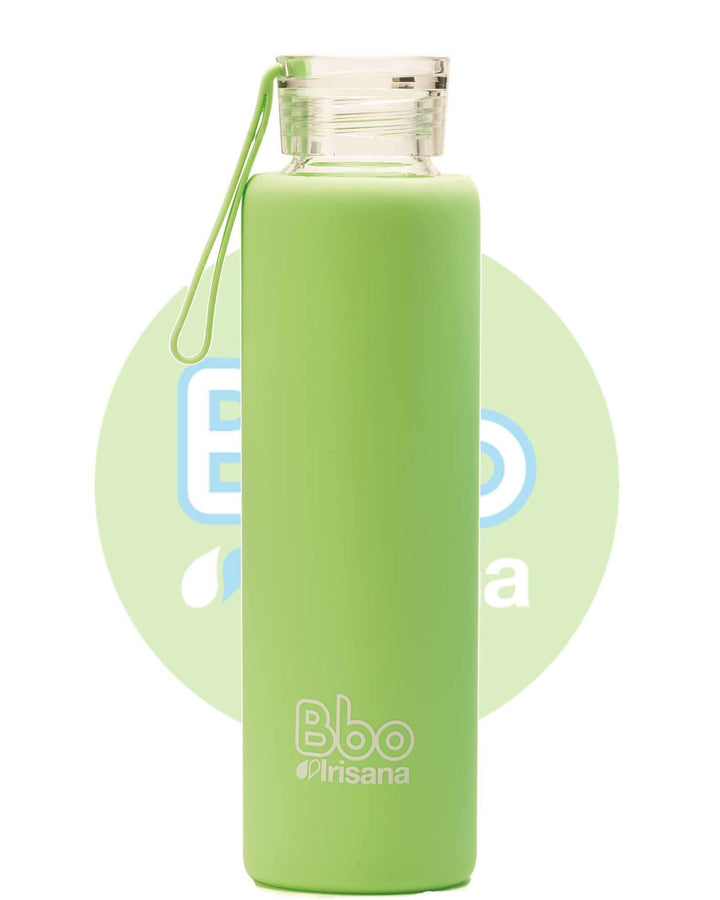 botella bbo verde borosilicato con silicona 550 ml irisana