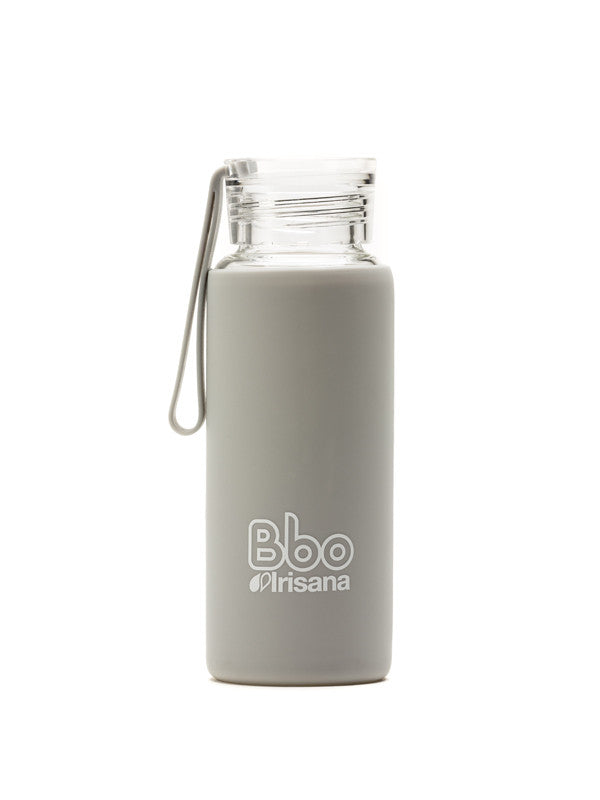 botella bbo gris borosilicato con silicona 330 ml irisana