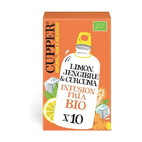 infusion fria con limon jengibre y curcuma bio 10 bolsas