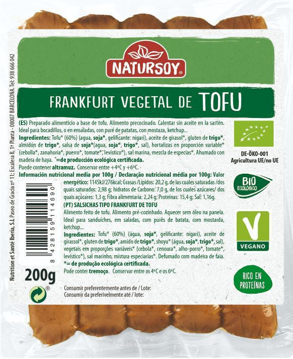 refrig salchicha vegetal frankfurt de tofu bio natursoy 200 g