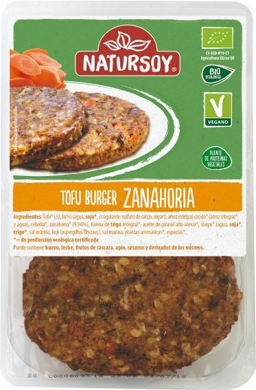 refrig hamburguesa vegetal de tofu y zanahoria 2 und 160 g natursoy