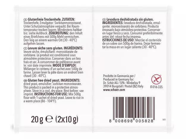 levadura deshidratada sin gluten 20g schar