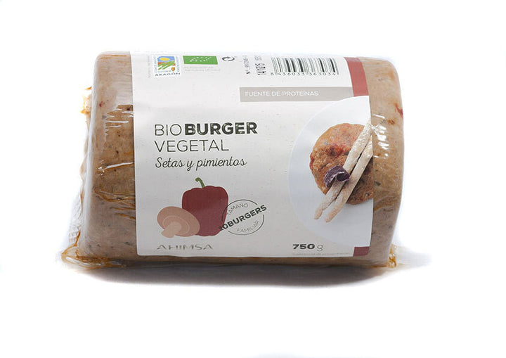 refrig hamburguesa vegetal bio setas y pimiento fam 750g