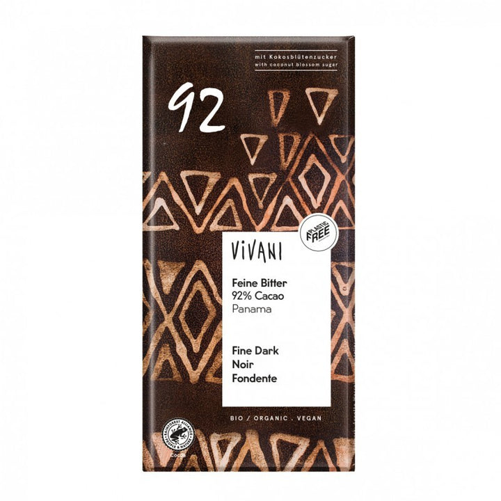 chocolate bio negro 92 panam con az car de coco 80gr vivani